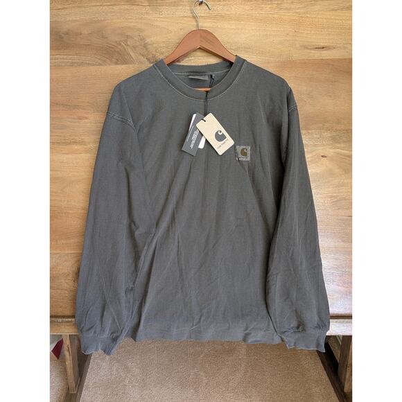 Carhartt Shirt Mens Large Graphite Garment Dyed Long Sleeve Vista-T 1030779 NWT - Picture 1 of 5